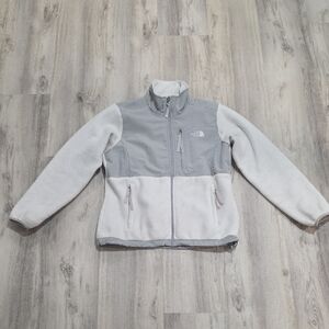 The North Face Womens Denali Gray/White Fleece Jacket Medium